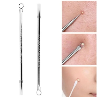 Picture of 3pcs Silver Blackhead Comedone Acne Blemish Extractor Remover Cosmetic Tool Stainless Needles Remove Tool