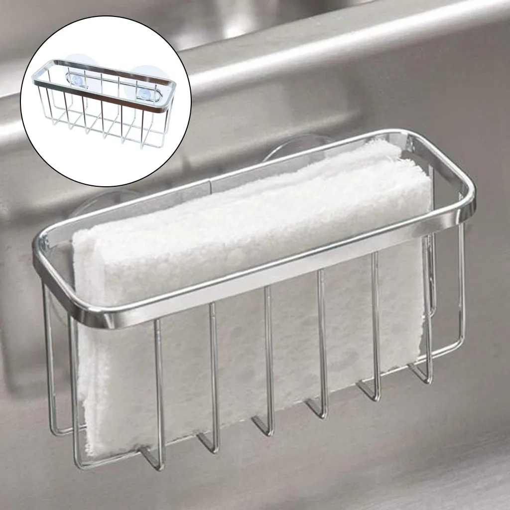 Picture of Kitchen Stainless Steel Sink Sponges Holder Storage Organizer Self Adhesive Drain Drying Rack Kitchen Wall Hooks Accessories_D Shop