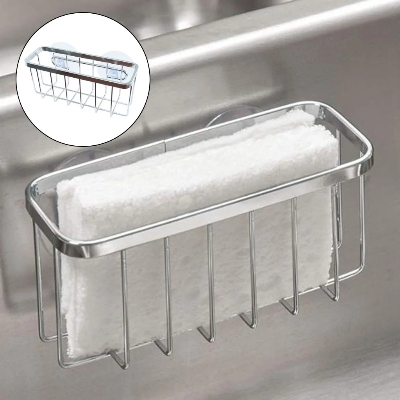 Picture of Kitchen Stainless Steel Sink Sponges Holder Storage Organizer Self Adhesive Drain Drying Rack Kitchen Wall Hooks Accessories_D Shop
