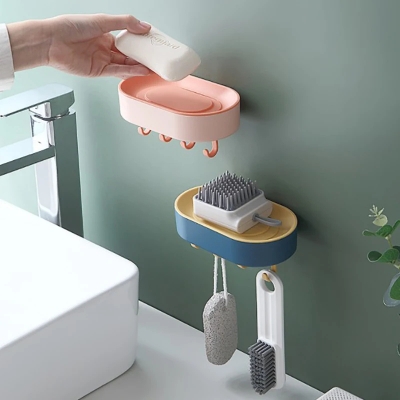 Picture of Punching-free Bathroom Soap Box Drain Hanging Soap Box Soap Storage Rack With Hook
