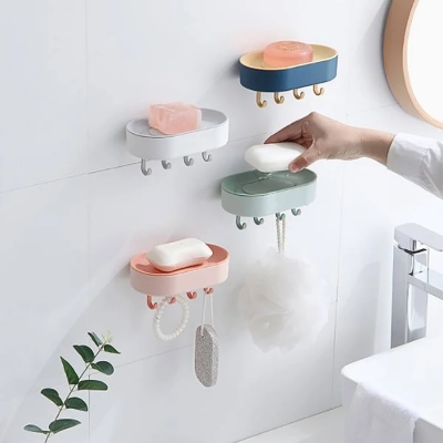 Picture of Punching-free Bathroom Soap Box Drain Hanging Soap Box Soap Storage Rack With Hook