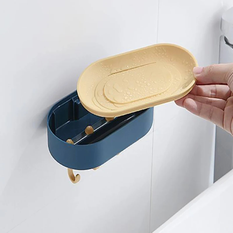 Picture of Punching-free Bathroom Soap Box Drain Hanging Soap Box Soap Storage Rack With Hook