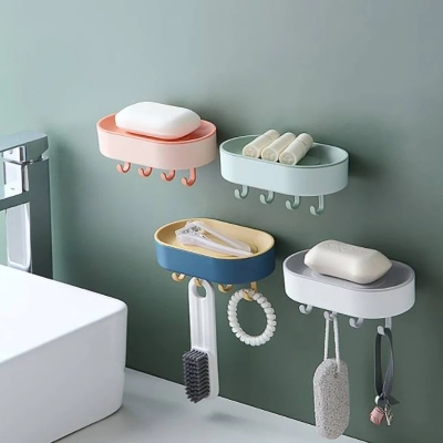 Picture of Punching-free Bathroom Soap Box Drain Hanging Soap Box Soap Storage Rack With Hook