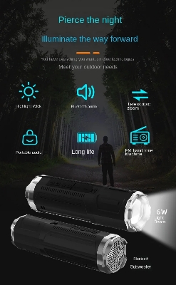 Picture of Portable Bluetooth Speaker With Zoomable Flashlight - 4 Dimming Modes FM Radio Long Lasting Life_D Shop