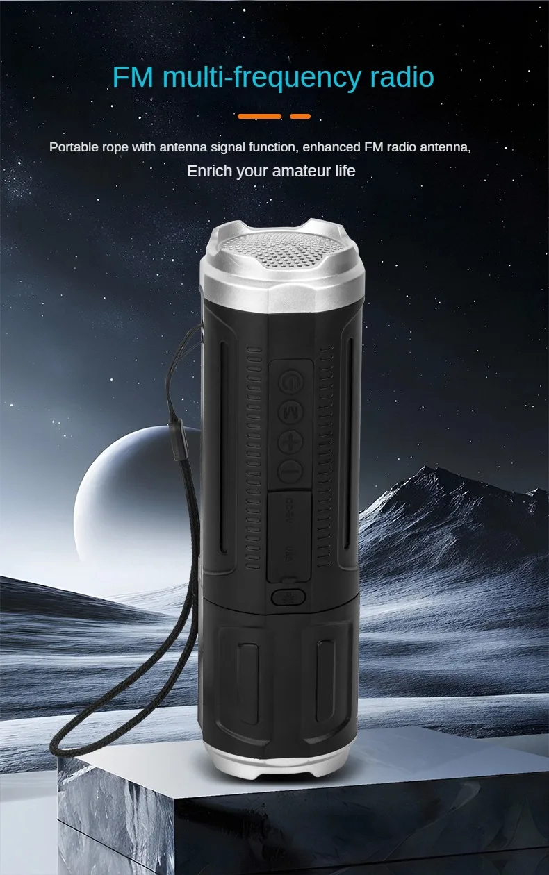 Picture of Portable Bluetooth Speaker With Zoomable Flashlight - 4 Dimming Modes FM Radio Long Lasting Life_D Shop