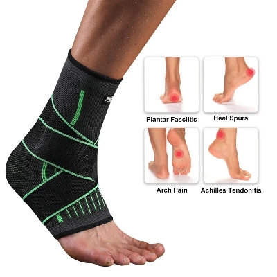Picture of Adjustable Elastic Ankle Brace Compression Sleeve Foot Support Stabilizer for Plantar Fasciitis Achilles Tendonitis Sports Sock