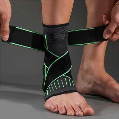 Picture of Adjustable Elastic Ankle Brace Compression Sleeve Foot Support Stabilizer for Plantar Fasciitis Achilles Tendonitis Sports Sock