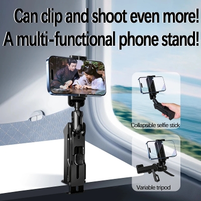Picture of Portable Travel Airplanes Phone Holder 360 Rotating Adjustable Mobile Phone Mount Selfie Foldable Pocket Size Metal Phone Stand