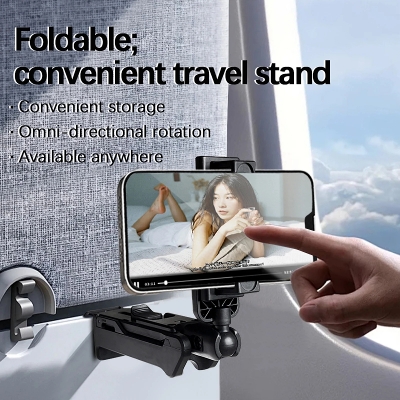 Picture of Portable Travel Airplanes Phone Holder 360 Rotating Adjustable Mobile Phone Mount Selfie Foldable Pocket Size Metal Phone Stand