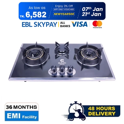 Picture of Gazi Smiss Triple Burner Steel Body Gas Stove EG-B712S (Best Price)