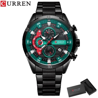 Picture of CURREN 8402 Wristwatch Stainless Steel Chonograph Watch for Male-Black Green