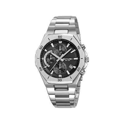 Picture of SKMEI 2452 Luxury Active Chronograph Luminous Stainless Steel Men’s Quartz Watch- Silver Black