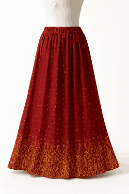 Picture of Polyster fabrics print skirt for teenager girls-Maroon