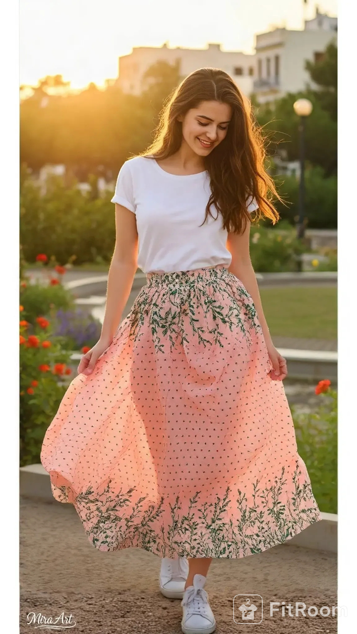 Picture of  Polyster fabrics print skirt for teenager girls-Bangi