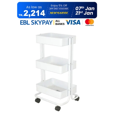 Picture of Metal Mesh Utility Cart Big -White
