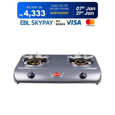Picture of Gazi Gas Stove HTG-2090A Double Burner Steel Body (Best Price)