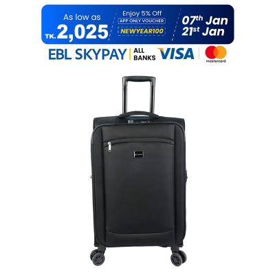 Picture of 24 inch Soft Suitcase/Luggage 450D Jacquard RPET with PUX2 in waterproof- Black (Original Export)