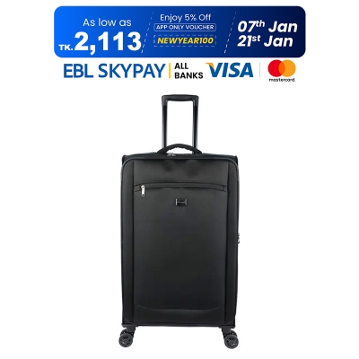 Picture of 28 inch Soft Suitcase/Luggage 450D Jacquard RPET with PUX2 in waterproof- Black (Original Export)