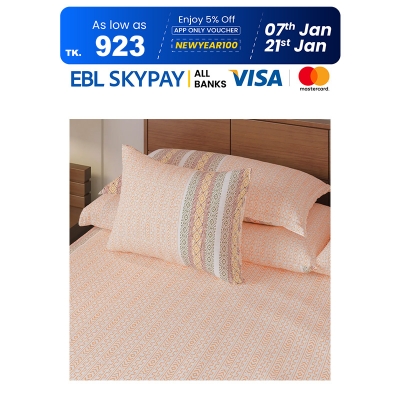 Picture of Regal Bed Sheet-307 (Jamdani-Orange)