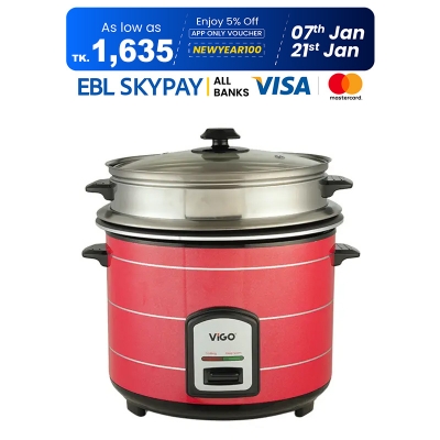 Picture of Vigo Rice Cooker-1.8L 700W REL-40-06 SS-Red-Single Pot-Regular with Magnetic Switch and Thermostat 