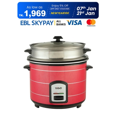 Picture of Vigo Rice Cooker -3.0L 1100W REL-50-05 SS-Red-Single Pot-Regular with Magnetic Switch and Thermostat