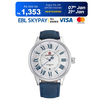 Picture of NAVIFORCE NF9126 - Blue Leather Analog Watch for Men - Blue & Silver