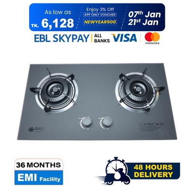 Picture of Gazi Smiss Double Burner Glass Body Gas Stove TG-204 (Best Price)