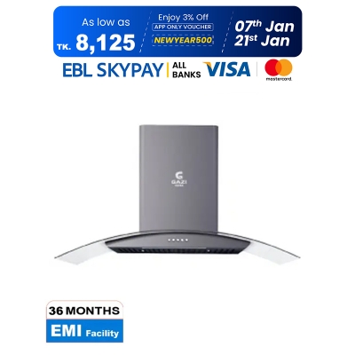 Picture of Gazi Smiss Kitchen Hood - EG-520B6 with 3 Speeds Push switch and top front glass 900mm