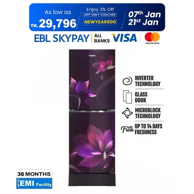 Picture of Whirlpool 236 Liter Freshmagic Pro Inverter Glass Door Refrigerator