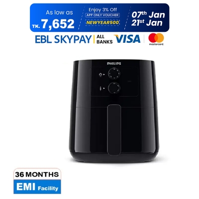 Picture of Philips Air Fryer HD9200/90, Uses Up To 90% Less fat, 1400Watt 4.1 Liter, with Rapid Air Technology Black Large