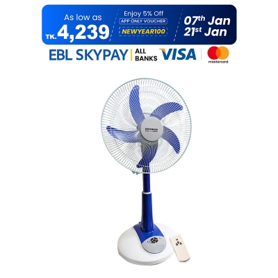 Picture of Defender TS-2986HRS China Fittings Remote Control Rechargeable Fan AC-DC with LED Multi-Function - 16 Inch - Blue