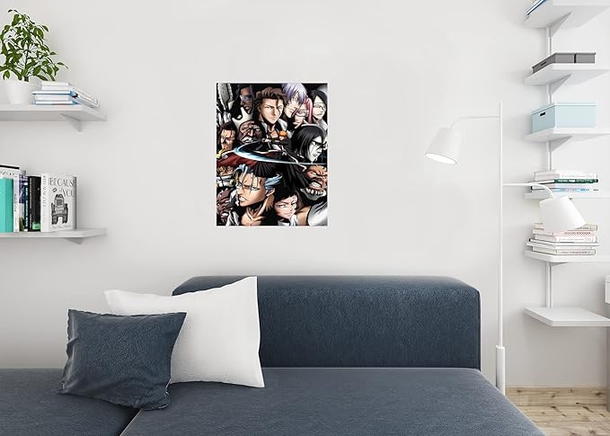 Picture of Bleach Anime Poster Group Merchandise Merch Ichigo Swords Manga Comic Cool Aesthetic Modern Wall Decor Picture Japanese Bedroom Living Room Weeb Fan Birthday Cool Wall Decor Art Print Poster 12*9