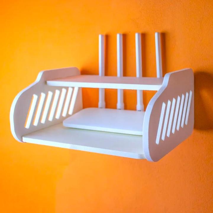 Picture of High Quality Wifi Router Stand Shelf Double Layer Wall Mounted Shelf Storage Rack Home Decorator - Router Stand