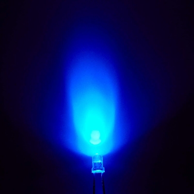 Picture of Blue LED - 3MM, CRYSTAL CLEAR, VERY HIGH BRIGHTNESS, PACKAGE OF 5 Novel