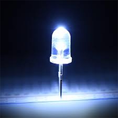 Picture of White LED - 3MM, CRYSTAL CLEAR, VERY HIGH BRIGHTNESS, PACKAGE OF 5 Novel