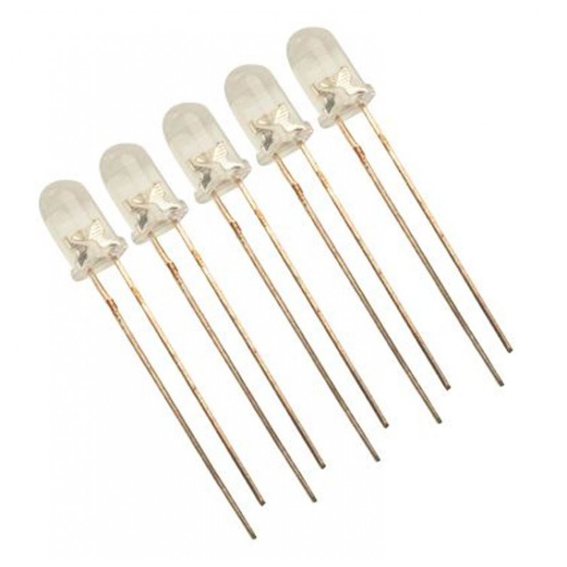 Picture of White LED - 3MM, CRYSTAL CLEAR, VERY HIGH BRIGHTNESS, PACKAGE OF 5 Novel