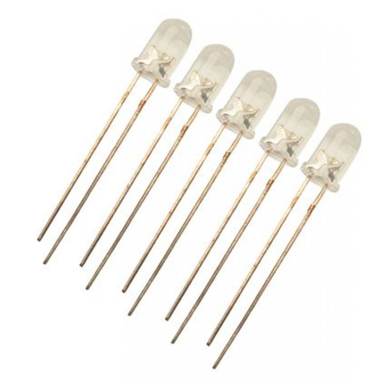 Picture of Yellow / Amber LED - 3MM, CRYSTAL CLEAR, VERY HIGH BRIGHTNESS, PACKAGE OF 5 Novel