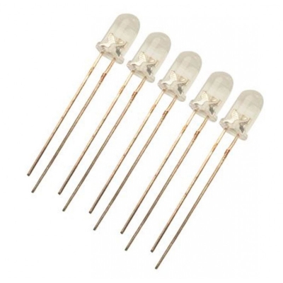 Picture of Yellow / Amber LED - 3MM, CRYSTAL CLEAR, VERY HIGH BRIGHTNESS, PACKAGE OF 5 Novel