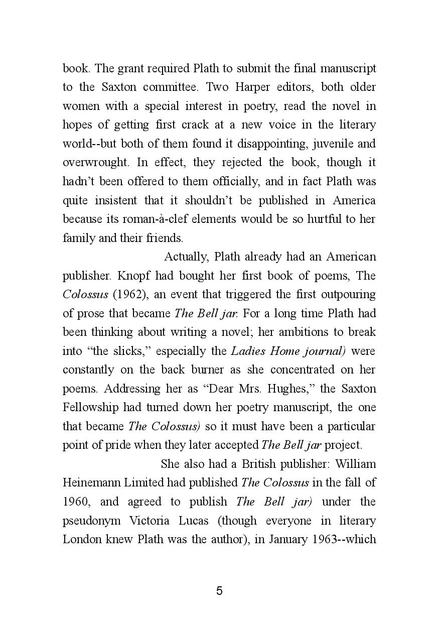 Picture of The Bell Jar ( Book by Sylvia Plath ) ( Premium Paper and Matte Cover ) Novel