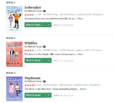 Picture of Maple Hills ( UCMH ) Series by Hannah Grace- 3 Books ( Premium Paper & Matte Cover ) Novel