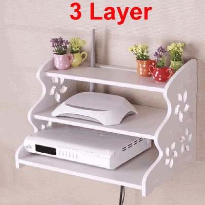 Picture of 3 Layers WiFi Router Stand Storage Wall Floating Shelves (3 layer)