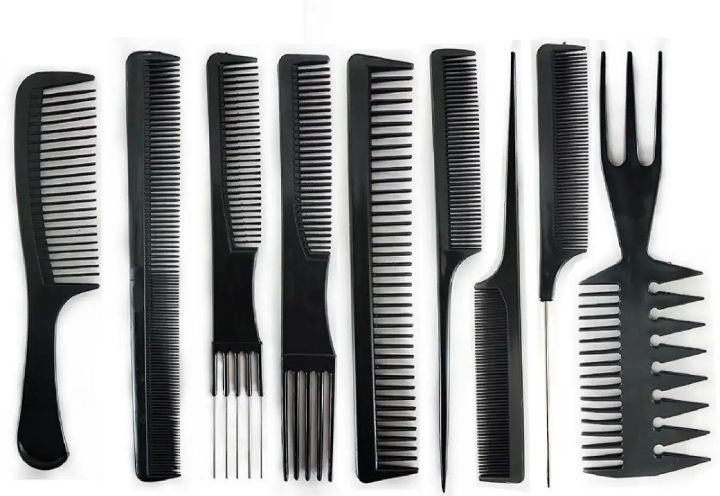 Picture of Professional 10 Pcs/Set Hair Styling Comb Set Black Hairdressing Brush Specially Design For Hair Barbers Hair Salon - Hair Brush