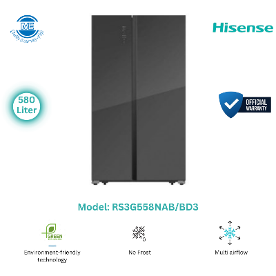 Picture of Hisense 580 Liter Side by Side No-Frost Refrigerator | RS3G558NAB/BD3