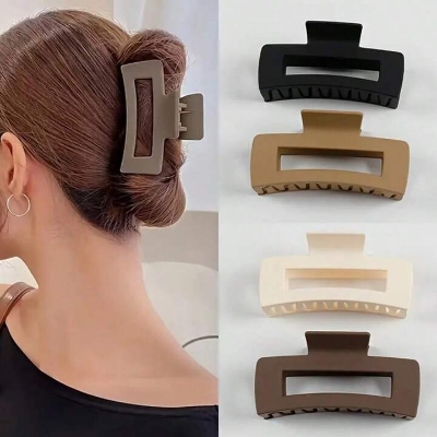 Picture of Thick Hair Claw Clips: 4-Piece Frosted Simple Large Hollow Hair Claws for Thick & Thin Hair
