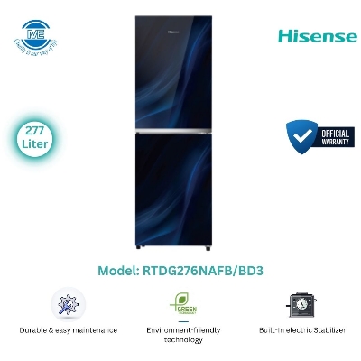 Picture of Hisense 277 Liter Top Mount Glass Door Refrigerator Fusion Blue | RTDG276NAFB/BD3
