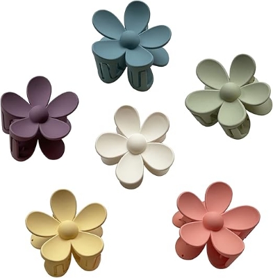Picture of 4 PCS Hair Claw Clips Big Hair Clips Plastic Matte Flower Hair Clips for Women Girls Non Slip Jaw Clips Barrettes Hair Accessories Hair Clip for Thick Hair (4 Colors )