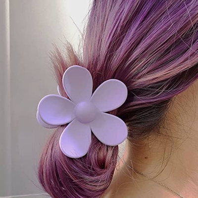 Picture of 4 PCS Hair Claw Clips Big Hair Clips Plastic Matte Flower Hair Clips for Women Girls Non Slip Jaw Clips Barrettes Hair Accessories Hair Clip for Thick Hair (4 Colors )