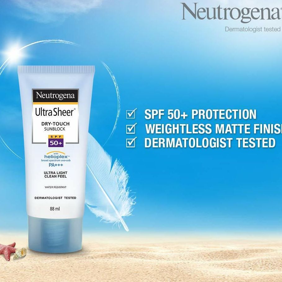 Picture of Neutrogena Ultra Sheer Sunscreen SPF 50+ | Broad Spectrum UVA/UVB PA++++ | No White Cast | Water Resistant, Ultra Light & Non Sticky | For Oily, Dry & Sensitive Skin | For Men & Women | 30g