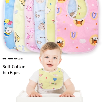 Picture of ProtecSure Fastdry Bibs | Baby bibs for 6 to 12 months | Bibs for new born baby 0 to 6 months | Waterproof Spill Resistant Bibs | Soft cotton bib | Infant Apron 6 pcs