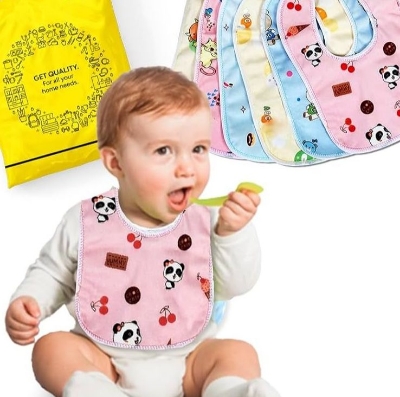 Picture of ProtecSure Fastdry Bibs | Baby bibs for 6 to 12 months | Bibs for new born baby 0 to 6 months | Waterproof Spill Resistant Bibs | Soft cotton bib | Infant Apron 6 pcs